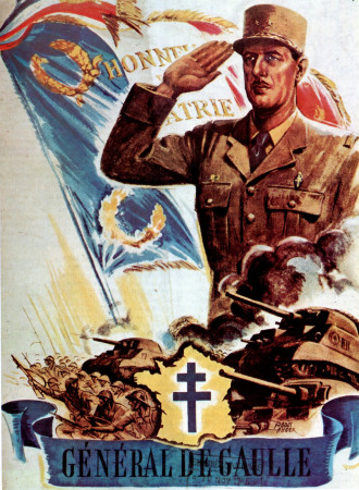 ND (WWII) * Propaganda di Guerra Riproduzione "Resistenza Francese - Generale De Gaulle" in Passepartout