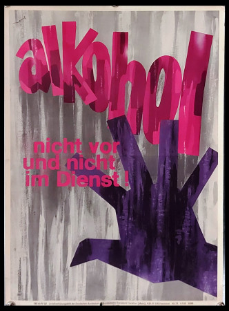 1970ca * Manifesto, Poster Originale "Deutsche Bahn -  Alkohol - Nicht vor und nicht im Dienst!" Germania (B)