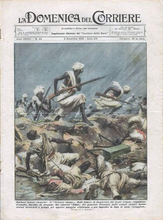 1935 * La Domenica Del Corriere (N°44) "Barbare Usanze Etiopiche - Cinematografo ad Adua" Rivista Originale