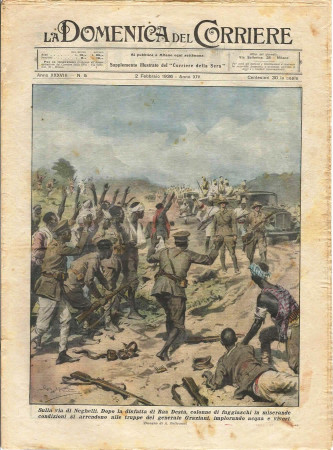 1936 * La Domenica Del Corriere (N°5) "Sulla Via di Neghelli - Battaglia Ganale Doria" Rivista Originale