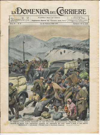 1939 * La Domenica Del Corriere (N°8) "Fuga dei Capi Bolscevichi Verso i Pirenei" Rivista Originale