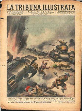 1942 * La Tribuna Illustrata (N°32) "Battaglia Fronte El Alamein - Bandiera Dire Daua in Salvo" Rivista Originale