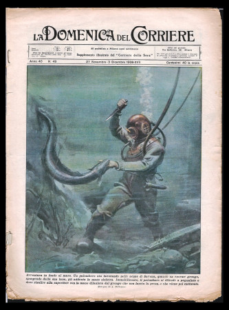 1938 * La Domenica Del Corriere (N°49) "Avventura in Fondo al Mare" Rivista Originale