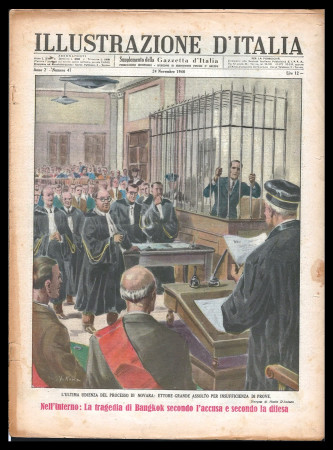 1946 * Illustrazione d'Italia (N°47) "Processo di Novara: Ettore Grande Assolto" Rivista Originale