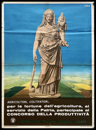 1952 * Manifesto Poster Originale "MILANI - Agricoltori, Coltivatori..al Servizio della Patria" Italia (B)