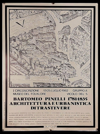 1982 * Manifesto, Poster Arte "Trastevere, Bartomeo Pinelli 1781-1835" Roma, Italia (B+)