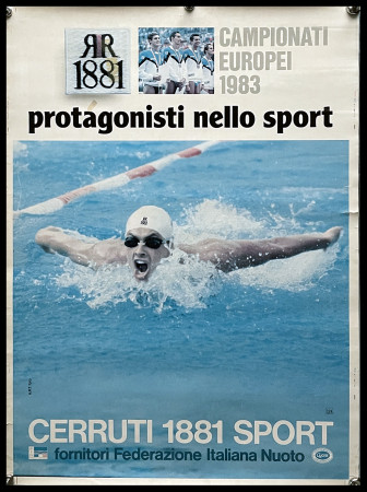 1983 * Manifesto Poster Originale "CERRUTI Sport - Nuoto, Campionati Europei" Italia (B)