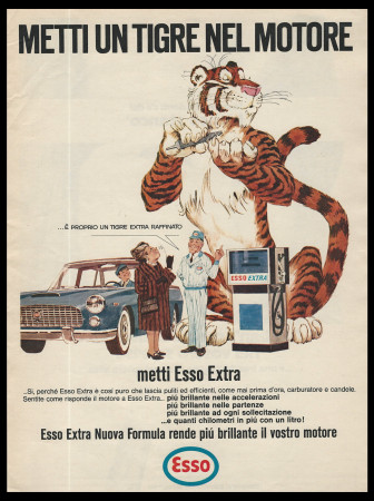 Anni ' 60  * Pubblicità Originale "Esso Metti Un Tigre, E' Proprio Un Tigre Extra Raffinato" Italia