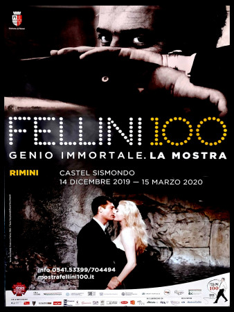 2020 * Manifesto Poster Arte "Fellini 100 - Genio Immortale, La Mostra" Italia (A-)
