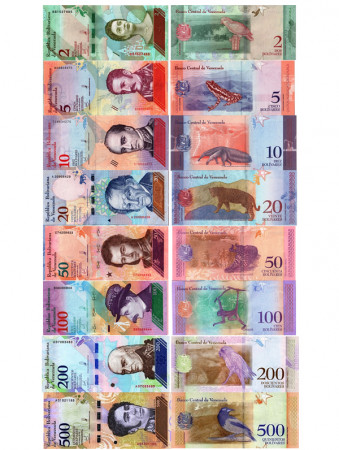 2018 * Set 8 Banconote Venezuela 2>500 Bolivares "Bolívar Soberano" (pNew) FDS