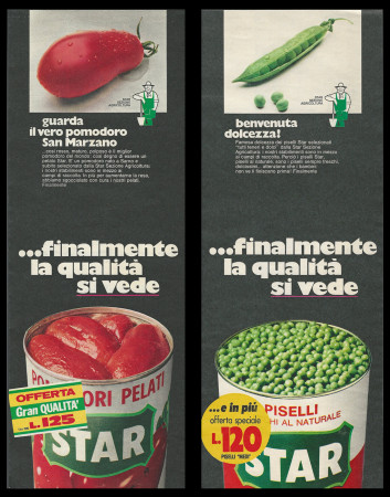 Anni ' 70  * Set 2 Pubblicità Originale "Star, San Marzano - Piselli" Italia
