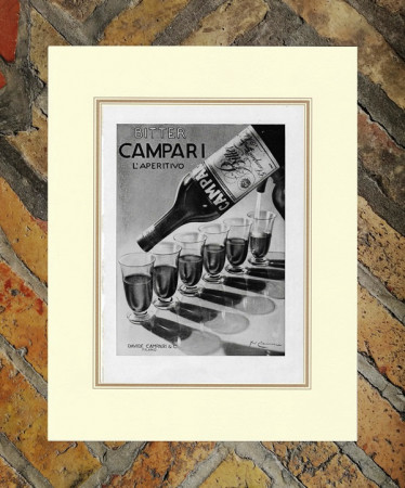 1934 * Pubblicità Originale "Campari Bitter –  Foto CAMUZZI" in Passepartout