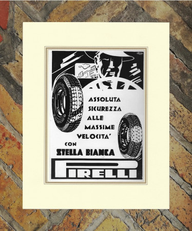 1940 * Pubblicità Originale "Pirelli – Stella Bianca - RENZO BASSI" in Passepartout