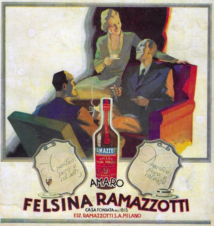 1932 * Pubblicità Originale "Amaro Felsina Ramazzotti" in Passepartout