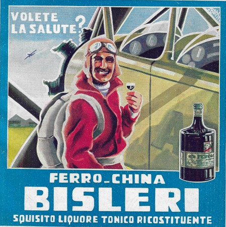 1932 * Pubblicità Originale "Ferro-China Bisleri (Azzurro) - BASSI" in Passepartout