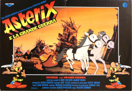 1989 * Locandina Fotobusta "Asterix e la Grande Guerra - Obelix, Panoramix, Renè Goscinny" Animazione (B+)