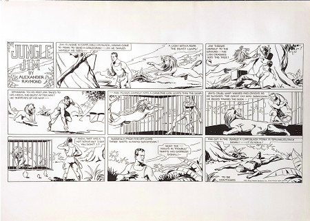 1934 (1970) * Poster Illustrazione "Jungle Jim - Alex Raymond" Tavola Fumettistica (A-)