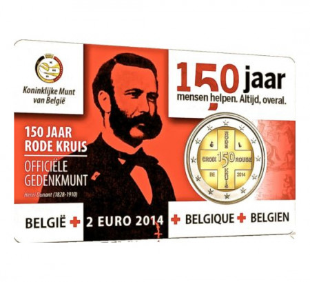 2014 * 2 euro BELGIO 150º anniversario della Croce Rossa Belga Coincard