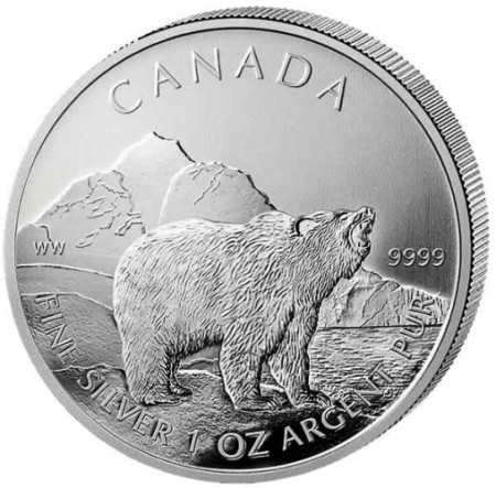 2011 * 5 Dollari argento 1 OZ Canada Orso Grizzly