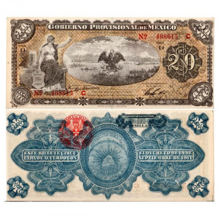 1914 * Banconota Messico - Rivoluzione Messicana 20 Pesos "Gobierno Provisional - Veracruz" (pS1110b) FDS