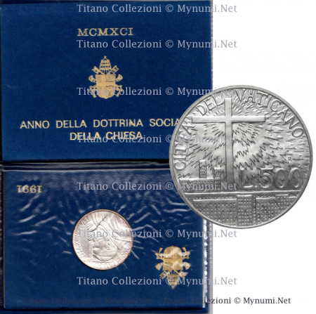 1991 * 500 lire argento Vaticano Giovanni Paolo II Dottrina Sociale FDC