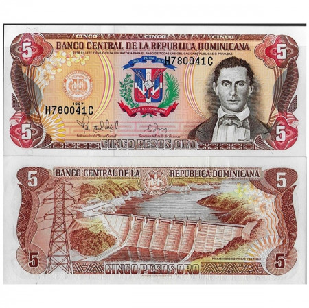 1997 * Banconota Repubblica Dominicana 5 Pesos Oro "Francisco del R Sánchez" (p152b) FDS