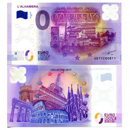 2017 * Banconota Souvenir Polimera Francia Unione Europea 0 Euro "L'Alhambra" FDS