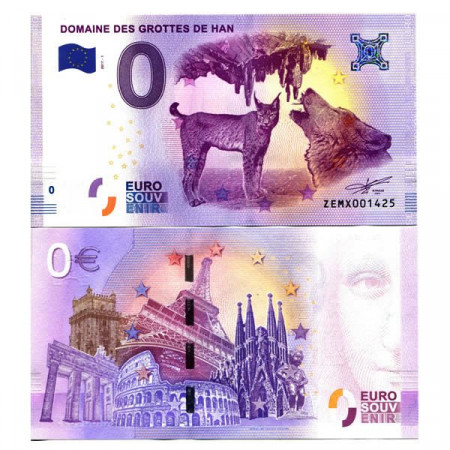 2017-1 * Banconota Souvenir Belgio Unione Europea 0 Euro "Domaine Des Grottes De Han" FDS