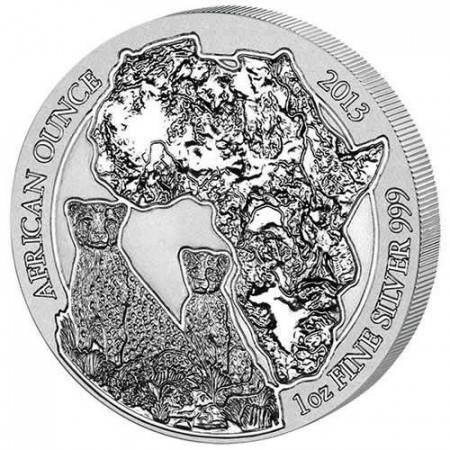 2013 * 50 rwf d'argento 1 OZ Ruanda Ghepardo