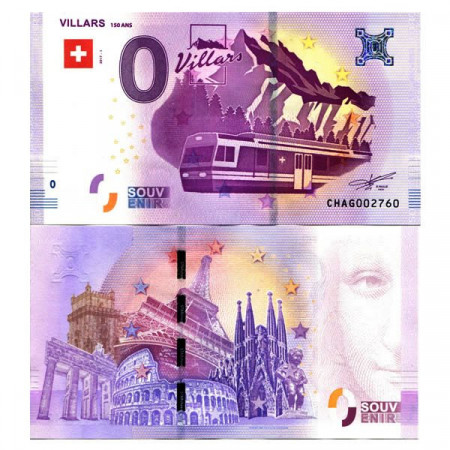 2017-1 * Banconota Souvenir Svizzera 0 Euro "Villars-150 Ans" FDS