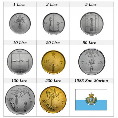 1983 * Serie 8 monete in lire San Marino