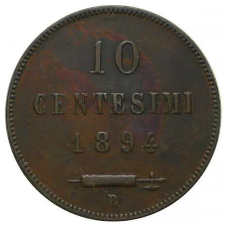 1894 R * 10 Centesimi rame San Marino "Valore" Tipo 1 BB+