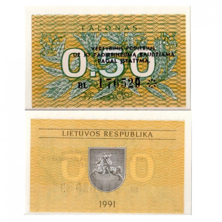 1991 * Banconota Lituania 0,50 Talonas (p31) FDS