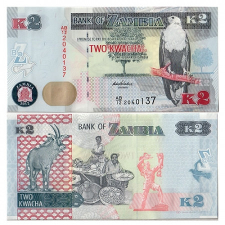 2012 * Banconota Zambia 2 Kwacha "Fish Eagle" (p49a) FDS