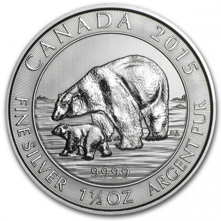 2015 * 8 Dollari d'argento 1,5 OZ Canada Orso Polare e Cucciolo