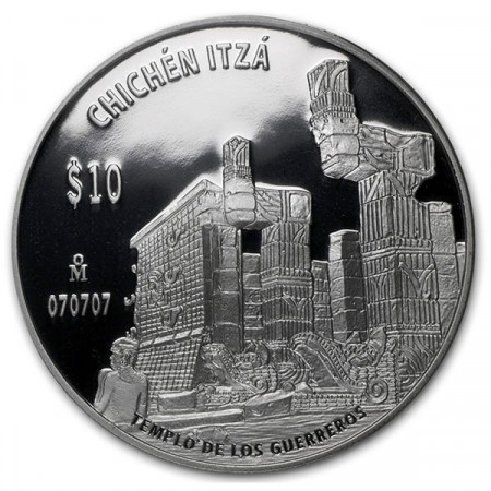 070707 (2012) * Messico 10 Pesos 2 OZ Once d'argento "Templo de Los Guerreros"