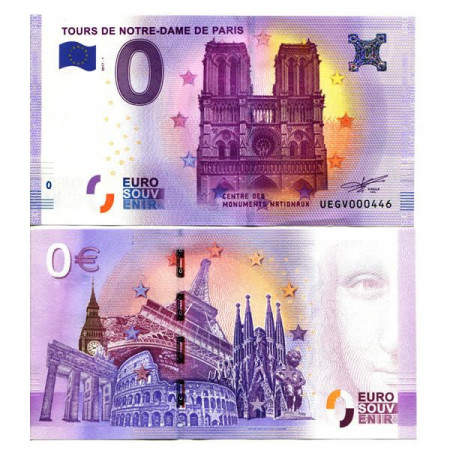 2017-1 * Banconota Souvenir Francia Unione Europea 0 Euro "Tours De Notre-Dame De Paris" FDS