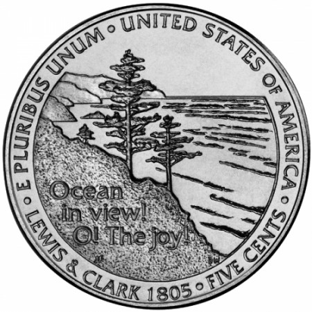 2005 * 5 Cents Nichelino di Dollaro Stati Uniti "Jefferson Nickel - Westward Journey, Ocean View" (KM 369) UNC