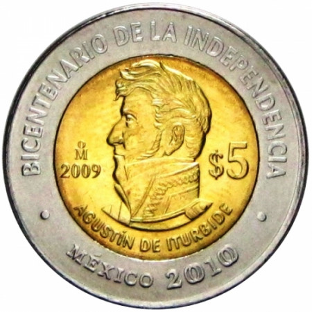 2009 * 5 Pesos Messico - Indipendenza (Agustin de Itubide)