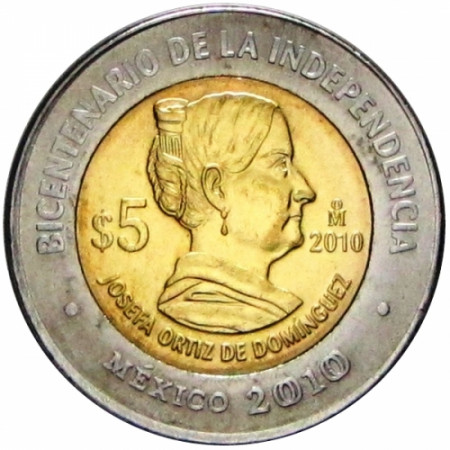 2010 * 5 Pesos Messico - Indipendenza (Josefa Ortiz de Dominguez)