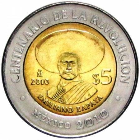 2010 * 5 Pesos Messico - Rivoluzione (Emiliano Zapata)