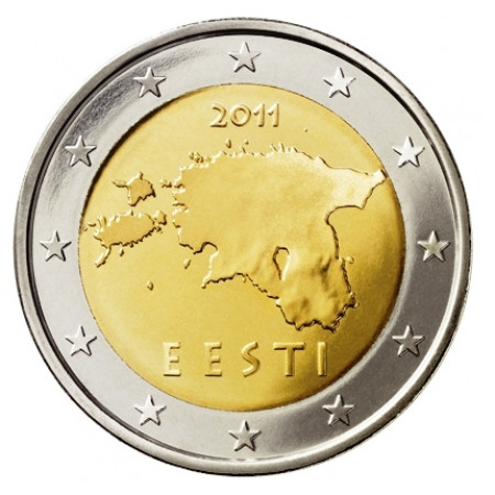2011 * 2 euro ESTONIA Mappa dell'Estonia