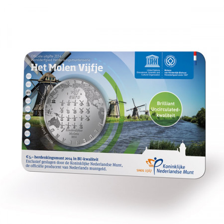 2014 * 5 euro OLANDA Mulini a vento di Kinderdijk coincard