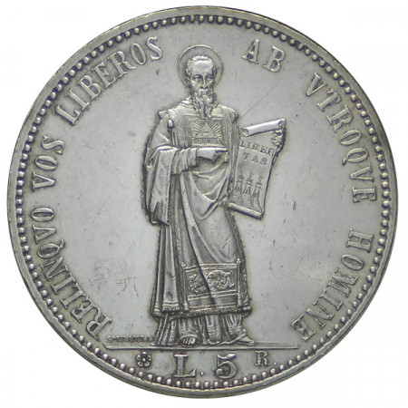 1898 R * 5 Lire argento San Marino "Il Santo" Tipo 1 SPL++