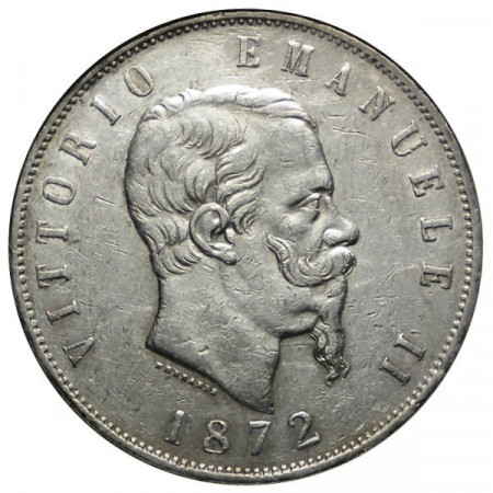 1872 M * 5 Lire argento Italia Vittorio Emanuele II Tipo 2 BB+