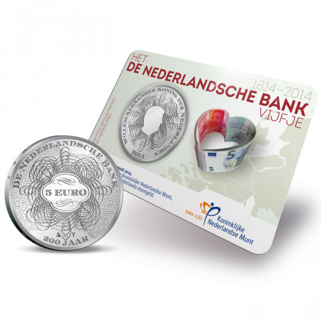 2014 * 5 euro OLANDA 200° Banca dell'Olanda coincard