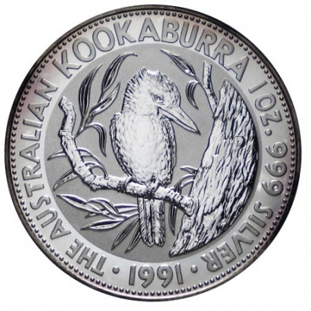 1991 * 5 Dollars Argento 1 OZ Australia "Kookaburra" FDC