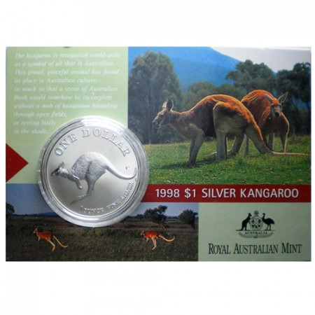 1998 * Dollaro d'argento 1 OZ Canguro Australia coincard