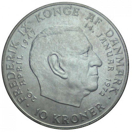 1972 * 10 Kroner Danimarca "Morte di Federico IX" (KM 858) UNC