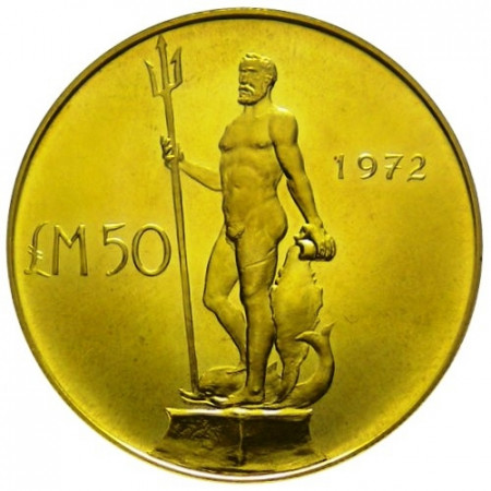 1972 * 50 pounds Malta oro Nettuno